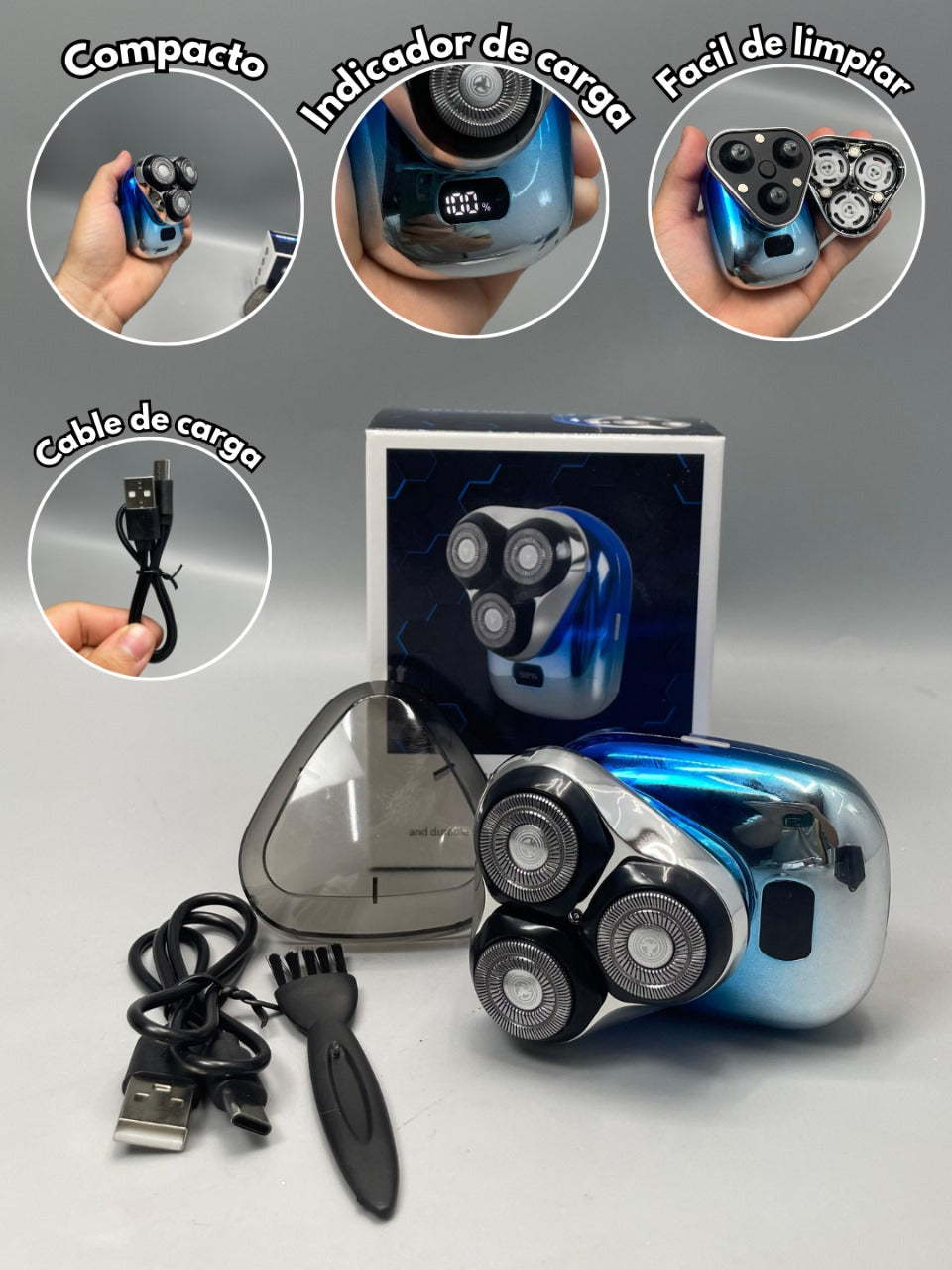 Rasuradora mini razor 3 cabezales recargable