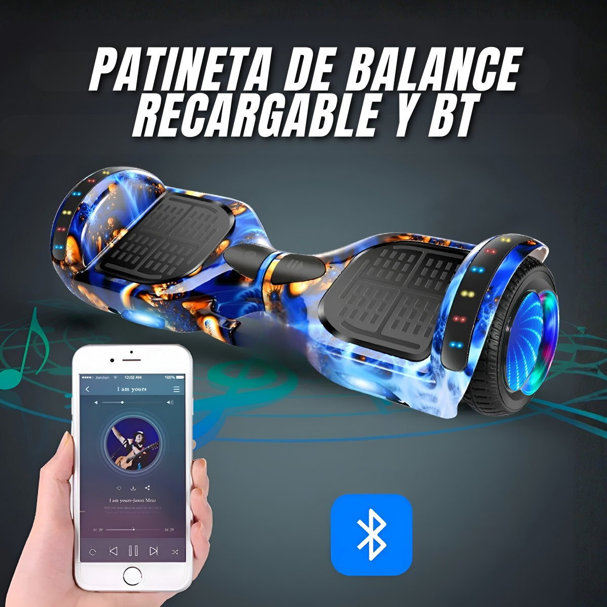 Patineta de balance recargable y bt