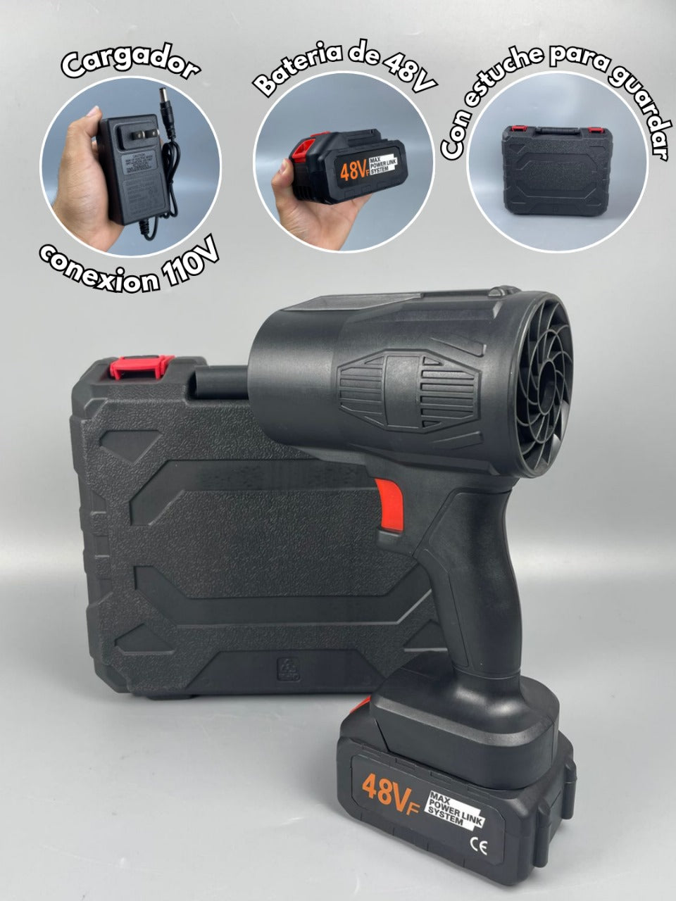 Abanico soplador inalambrico turbo tipo pistola