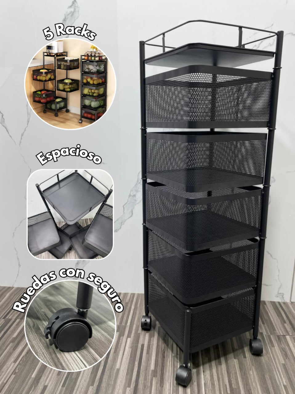 Organizador vertical cuadrado 5 compart 95cm